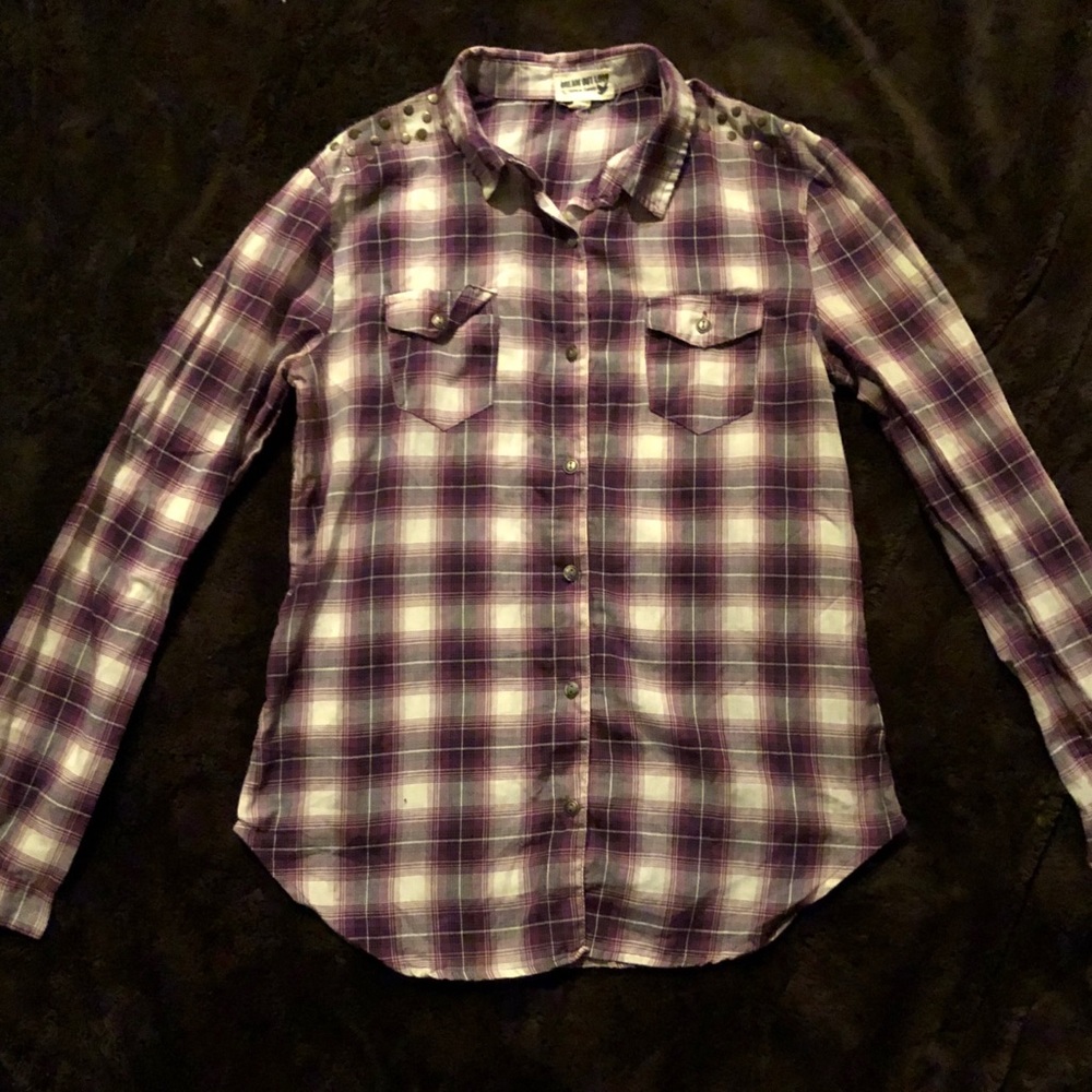 Purple plaid shirt